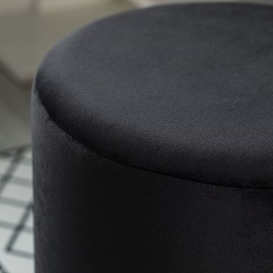 Modern Round Velvet Fabric Standard Ottoman Stool