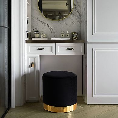 Modern Round Velvet Fabric Standard Ottoman Stool