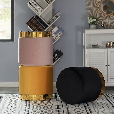 Modern Round Velvet Fabric Standard Ottoman Stool