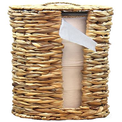 Vanity Bathroom Set of 4 - Magazine Basket, Tissue Roll Holder, Tissue Box Cover, and Wastebasket