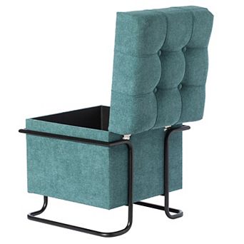 Square Fabric Storage Ottoman with Metal Frame