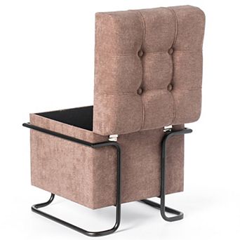 Square Fabric Storage Ottoman with Metal Frame