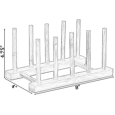 Set Of 2 Bamboo Wooden Dish Drainer Rack, Plate Rack, And Drying Drainer, 4 Grid