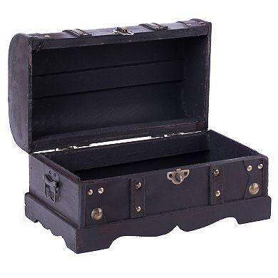 Pirate Style Wooden Treasure Chest with Small Vintage Padlock and Key