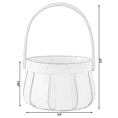 Small Round Natural Woodchip Wooden Decorative Storage Basket with Handle