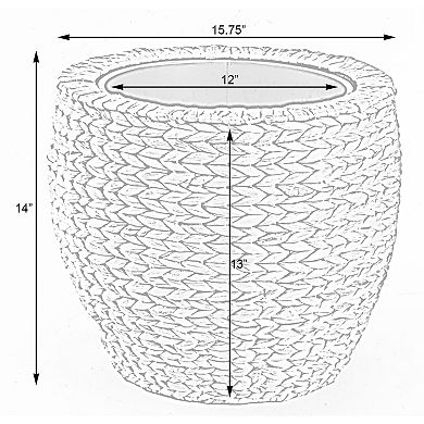 Water Hyacinth Round Floor Planter with Metal Pot