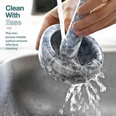 Mortar and Pestle Set, Small Grinding Bowl Set Holds Up to 3oz - 3.75x2’’, Marble Gray