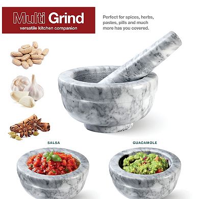 Mortar and Pestle Set, Small Grinding Bowl Set Holds Up to 3oz - 3.75x2’’, Marble Gray