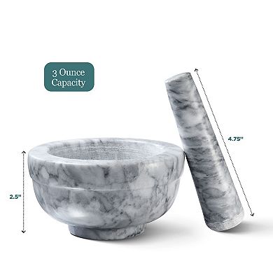 Mortar and Pestle Set, Small Grinding Bowl Set Holds Up to 3oz - 3.75x2’’, Marble Gray