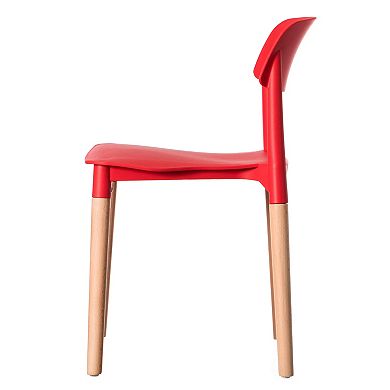 Modern Plastic Dining Chair Open Back with Beech Wood Legs