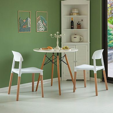 Modern Plastic Dining Chair Open Back with Beech Wood Legs