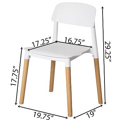 Modern Plastic Dining Chair Open Back with Beech Wood Legs