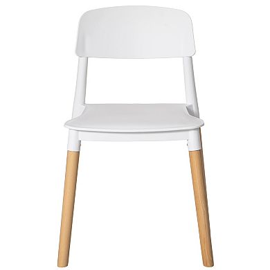 Modern Plastic Dining Chair Open Back with Beech Wood Legs