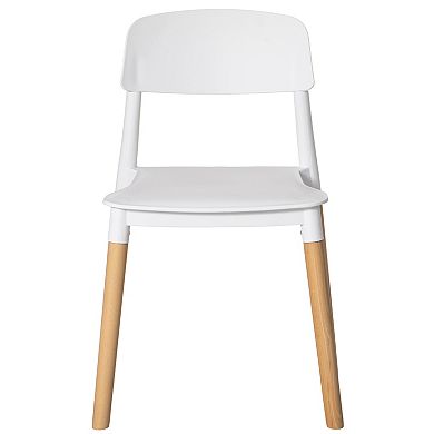 Modern Plastic Dining Chair Open Back with Beech Wood Legs