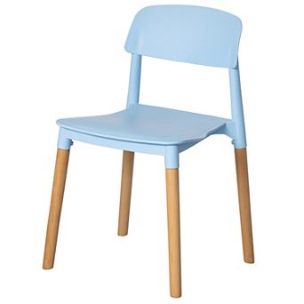 Modern Plastic Dining Chair Open Back with Beech Wood Legs