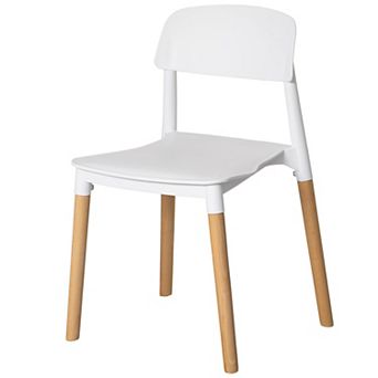 Modern Plastic Dining Chair Open Back with Beech Wood Legs