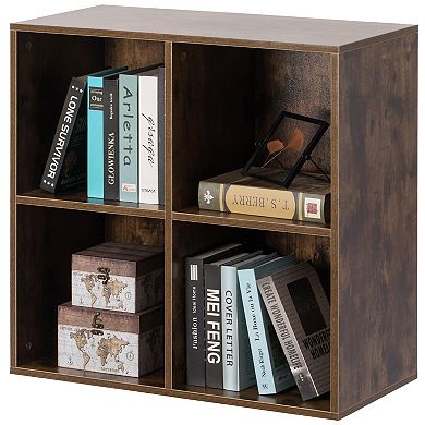 Modern Wooden Toy Storage Bookshelf 4 Cube Organizer Square Bookcase
