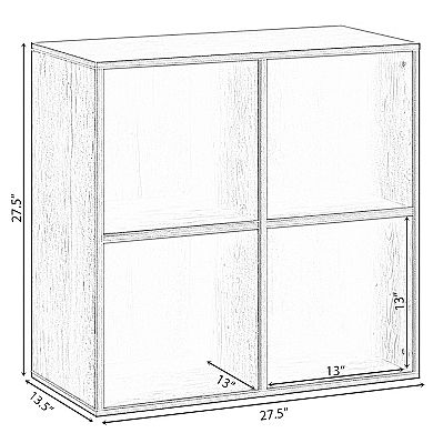 Modern Wooden Toy Storage Bookshelf 4 Cube Organizer Square Bookcase