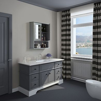 Black Mirror Wall Mounted Cabinet For the Bathroom and Vanity with Adjustable Shelves