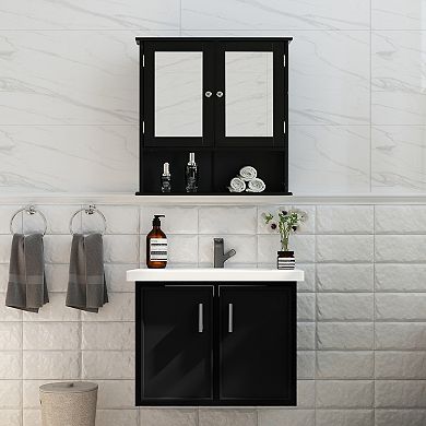 Black Mirror Wall Mounted Cabinet For the Bathroom and Vanity with Adjustable Shelves