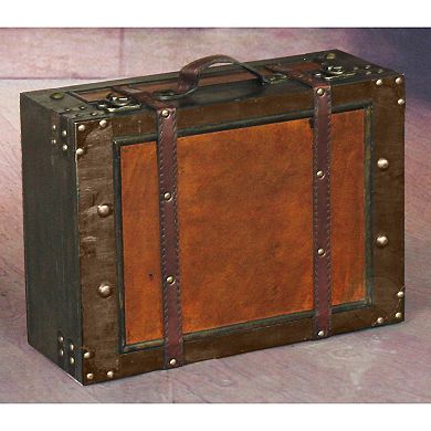 Wooden Vintage Luggage Trunks - Antique Carry-on Suitcase Storage Box with Hinged Lids, Large