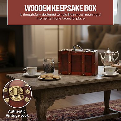 Old Style Wooden Suitcase with Straps