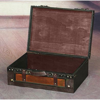 Wooden Vintage Luggage Trunks - Antique Carry-on Suitcase Storage Box with Hinged Lids, Large