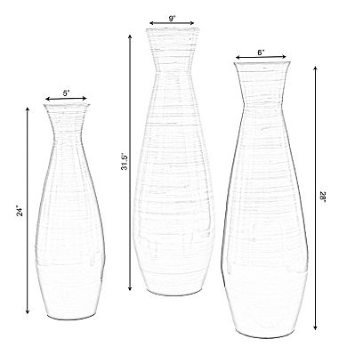 Set of 3 Tall Bamboo Floor Vases