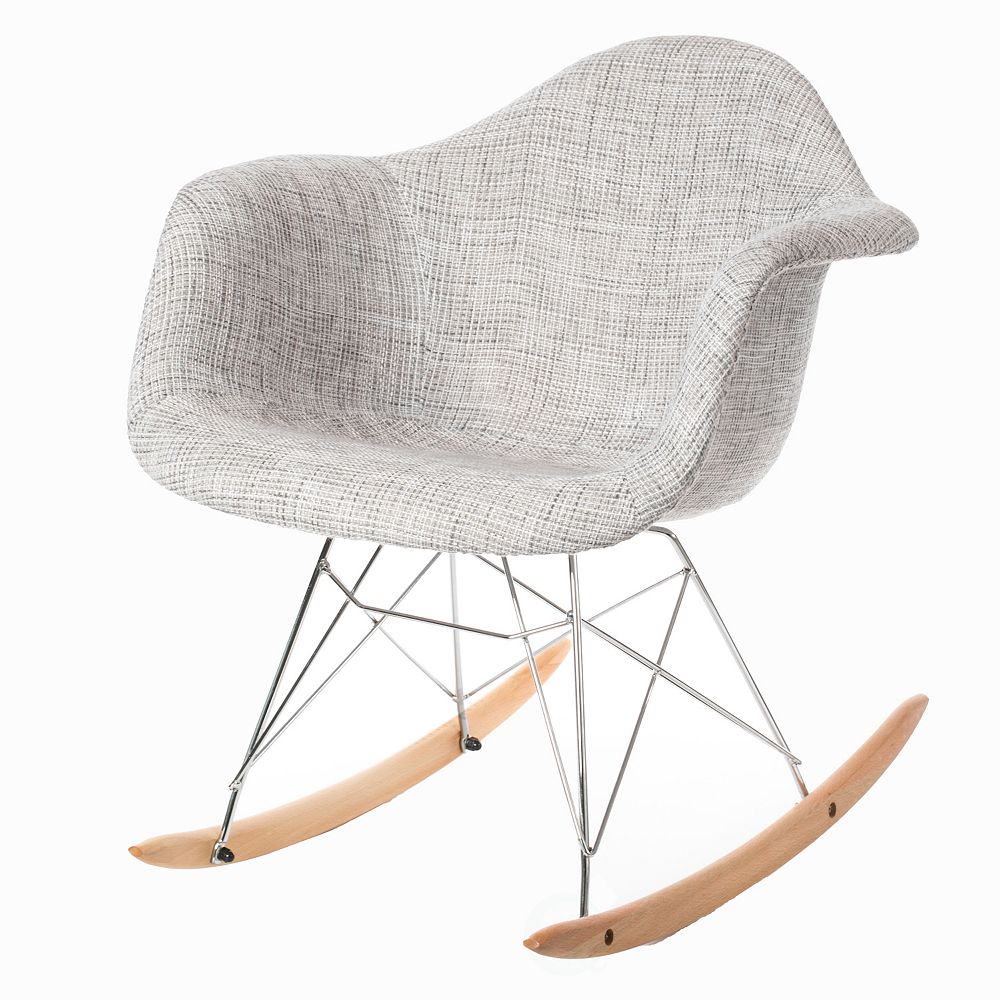 Mid-Century Modern Style Fabric Rocking Chair