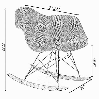 Mid-Century Modern Style Fabric Rocking Chair