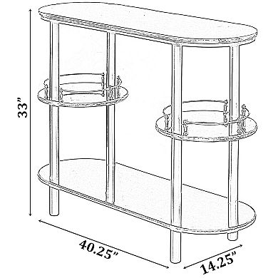 Modern Display Wooden Console Bar with Tiered Open Shelves, Mini Bar with Wine Storage