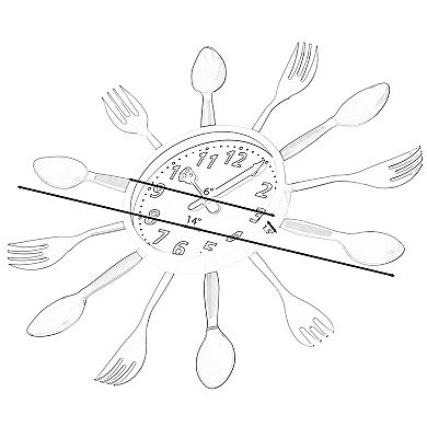 Decorative 3D Cutlery Utensil Spoon and Fork Wall Clock for Kitchen, Playroom or Bedroom