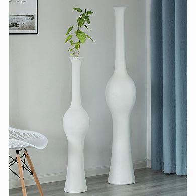 Unique Style Floor Vase for Entryway Dining or Living Room, White Ceramic 42.5 in.