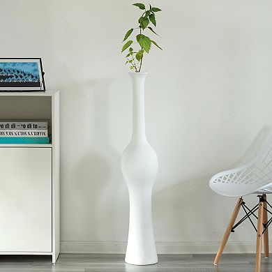 Unique Style Floor Vase for Entryway Dining or Living Room, White Ceramic 42.5 in.