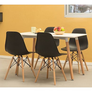 Mid-Century Modern Style Plastic DSW Shell Dining Chair with Solid Beech Wooden Dowel Eiffel Legs