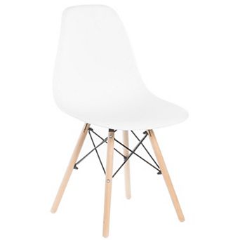 Mid-Century Modern Style Plastic DSW Shell Dining Chair with Solid Beech Wooden Dowel Eiffel Legs
