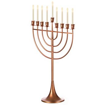 Modern Solid Metal Judaica Hanukkah Menorah 9 Branched Candelabra