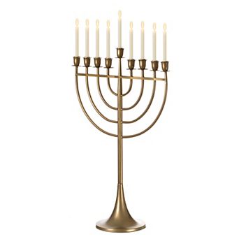 Modern Solid Metal Judaica Hanukkah Menorah 9 Branched Candelabra