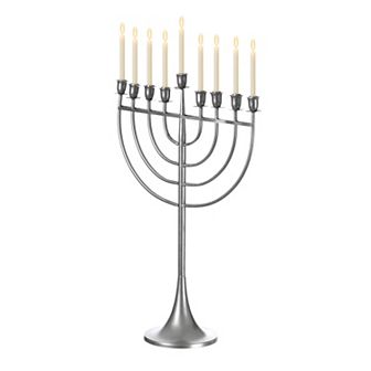 Modern Solid Metal Judaica Hanukkah Menorah 9 Branched Candelabra