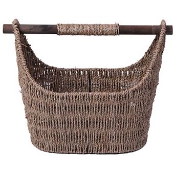 Seagrass Decorative Bathroom Basket Handwoven Magazine Rack, Storage Organizer