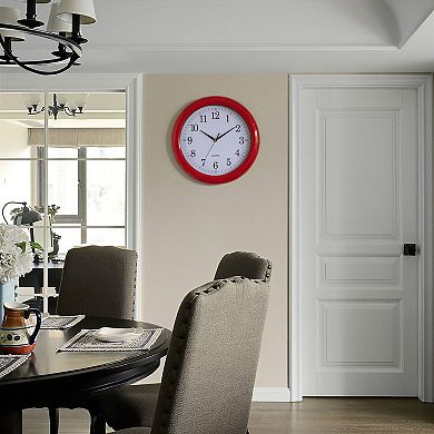 Classic Round Wall Clock for Living Room, Kitchen, Dining Room, Plastic