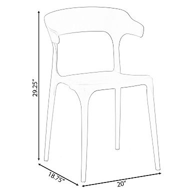Modern Plastic Outdoor Dining Chair with Open U Shaped Back, Set of 4