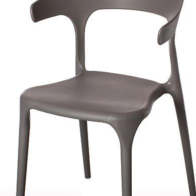 Modern Plastic Outdoor Dining Chair with Open U Shaped Back, Set of 4