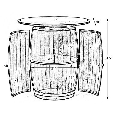 Wine Barrel Round Table Wine Storage Cabinet
