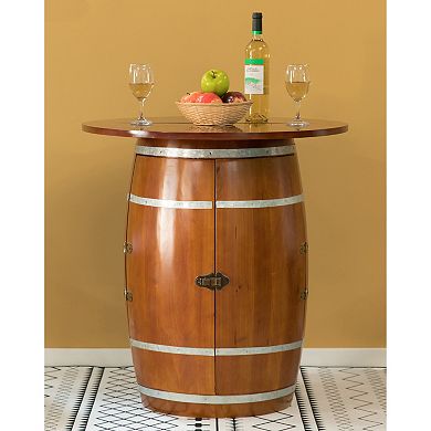 Wine Barrel Round Table Wine Storage Cabinet