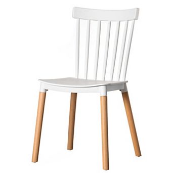 Modern Plastic Dining Chair Windsor Design with Beech Wood Legs