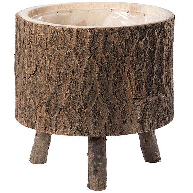 Wooden Stump Tree Log with Bark Planter Pot with Tree Branch Legs