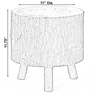 Wooden Stump Tree Log with Bark Planter Pot with Tree Branch Legs