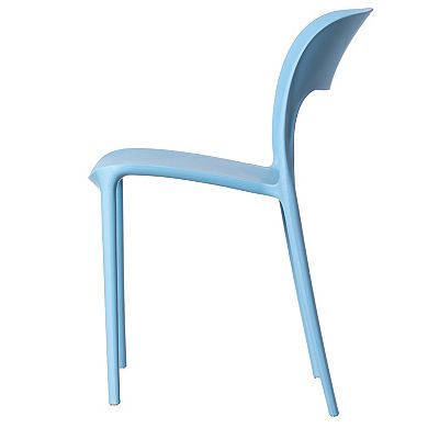 Modern Plastic Outdoor Dining Chair with Open Curved Back, Set of 4