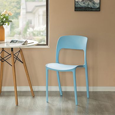 Modern Plastic Outdoor Dining Chair with Open Curved Back, Set of 4